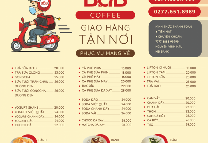 Menu Nước Tại BOB Cao Lãnh